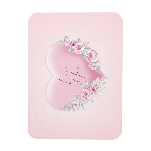 Valentines Pink Heart Magnet (Vertikal)