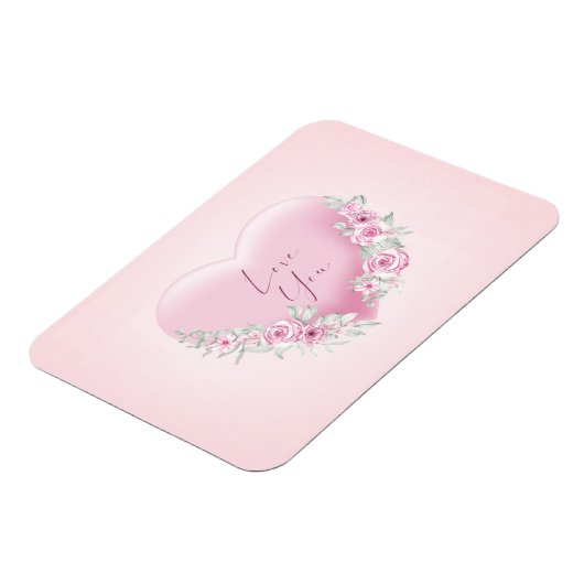 Valentines Pink Heart Magnet (Linke Seite)
