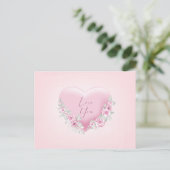 Valentines Pink Heart Postkarte (Stehend Vorderseite)