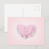 Valentines Pink Heart Postkarte (Vorne/Hinten)