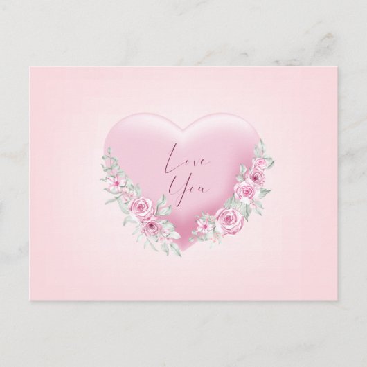 Valentines Pink Heart Postkarte (Vorderseite)