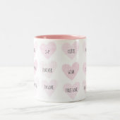 Valentines Pink Modern Hearts Initials Kaffee Tass Zweifarbige Tasse (Mittel)