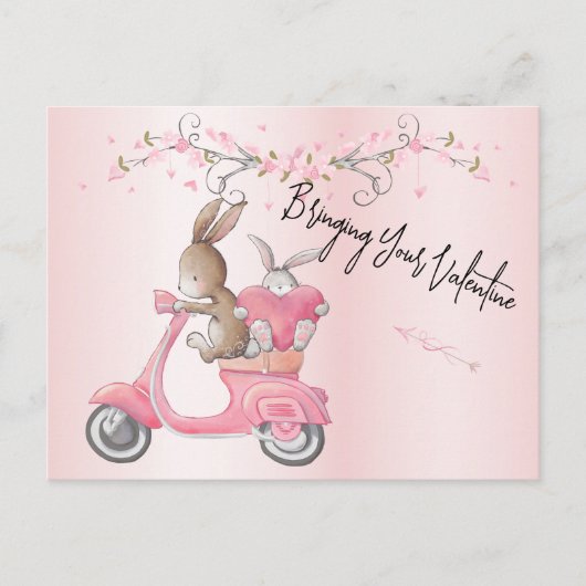 Valentines Pink Moped Hearts Postkarte (Vorderseite)