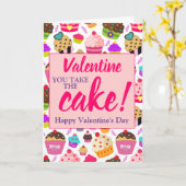 Valentines Pink, nimm den Kuchen Karte (Gelbe Blume)