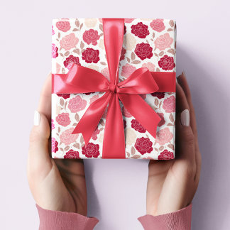 Valentine's Pink & Red Roses Wrapping Paper Geschenkpapier