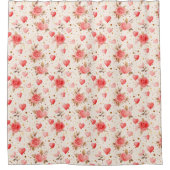 Valentine's Pink Watercolor Roses and Hearts  Duschvorhang (Vorderseite)