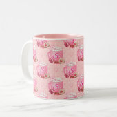 Valentine's Pink & White Coffee Mug With Initial Zweifarbige Tasse (Vorderseite Links)