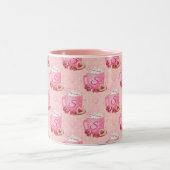 Valentine's Pink & White Coffee Mug With Initial Zweifarbige Tasse (Mittel)