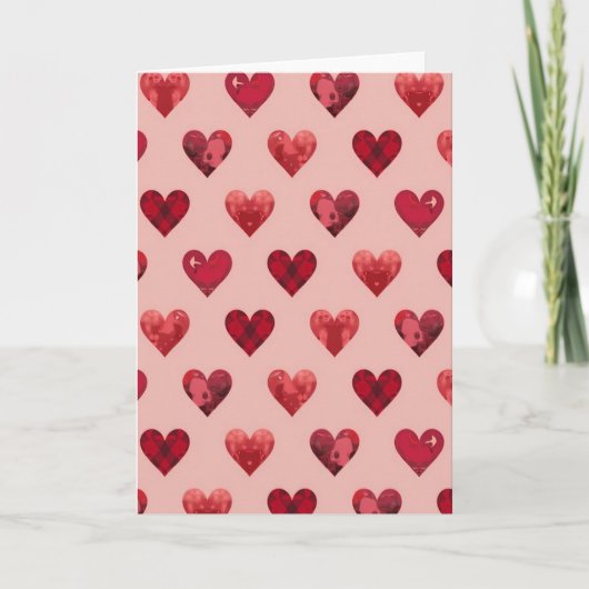 Valentines Plaid Hearts Card Karte (Vorderseite)