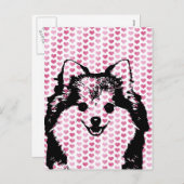 Valentines - Pomeranian Silhouette Feiertagspostkarte (Vorne/Hinten)