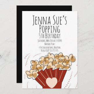 Valentines Popcorn Movie Outdoor Party Geburtstag Einladung