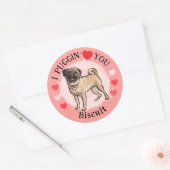 Valentines Pug love pink hearts sticker set (Umschlag)