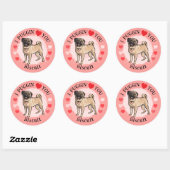 Valentines Pug love pink hearts sticker set (Blatt)