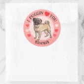 Valentines Pug love pink hearts sticker set (Tasche)