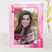 Valentines Queen Pink Wasserfarbe mit Foto Karte (Gelbe Blume)