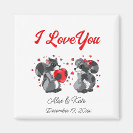 Valentines Raccoon Grußkarte Magnet