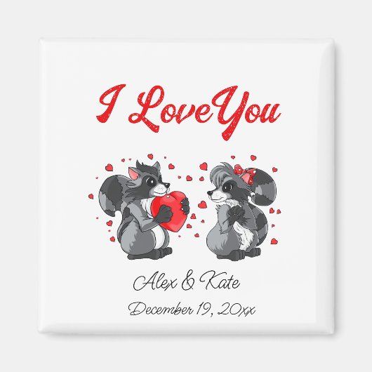 Valentines Raccoon Grußkarte Magnet (Vorne)
