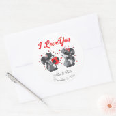 Valentines Raccoon Runder Aufkleber (Umschlag)