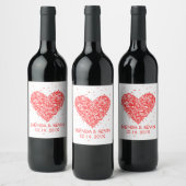 Valentines Red Glitzer Heart Weinetikett (Flaschen)