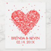Valentines Red Glitzer Heart Weinetikett (Einzelnes Label)