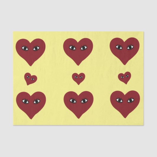 Valentines Red Heart Face Abstrakte Kunst Seidenpapier (Vorderseite)