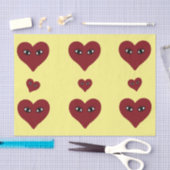 Valentines Red Heart Face Abstrakte Kunst Seidenpapier (Handwerk)