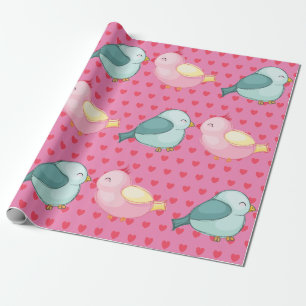 Valentines Red Heart on Pink mit Niedlichen Liebes Geschenkpapier