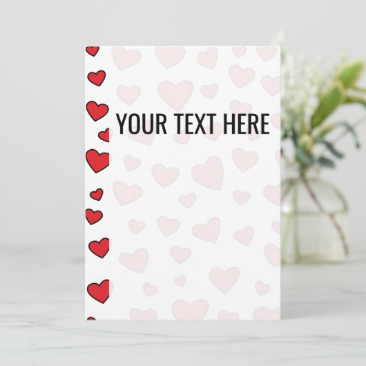 Valentines Red Heart Pattern Ankündigung (Stehend Vorderseite)