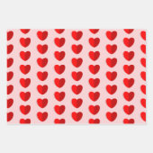 Valentines Red Heart Pattern Light Pink Geschenkpapier Set (Vorderseite 2)