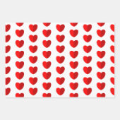 Valentines Red Heart Pattern White Geschenkpapier Set (Vorderseite 3)