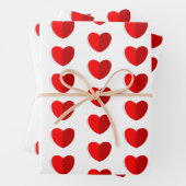 Valentines Red Heart Pattern White Geschenkpapier Set (Beispiel)