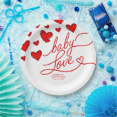 Valentine's Red Hearts Baby Liebe Baby Shower Pappteller (Party)