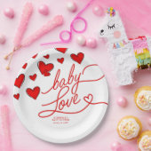Valentine's Red Hearts Baby Liebe Baby Shower Pappteller (Party)
