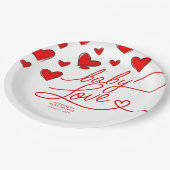 Valentine's Red Hearts Baby Liebe Baby Shower Pappteller (Schrägansicht)