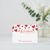 Valentines Red Hearts Baby Shower Admin Card Hinweiskarte (Stehend Vorderseite)