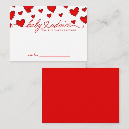 Valentines Red Hearts Baby Shower Admin Card Hinweiskarte (Vorne/Hinten)
