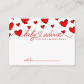 Valentines Red Hearts Baby Shower Admin Card Hinweiskarte (Vorderseite)