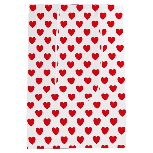 Valentines Red Hearts Geschenktasche Mittlere Geschenktüte (Rückseite)