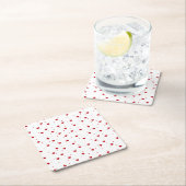 Valentines Red Hearts Pattern Rechteckiger Pappuntersetzer (Vor Ort)