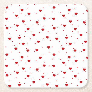 Valentines Red Hearts Pattern Rechteckiger Pappuntersetzer