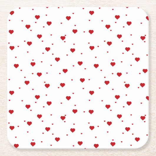Valentines Red Hearts Pattern Rechteckiger Pappuntersetzer (Vorderseite)