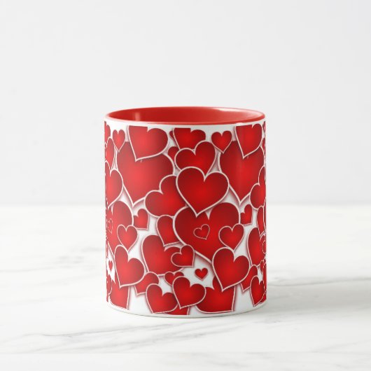 Valentines Red Hearts Tasse (Zentrum)