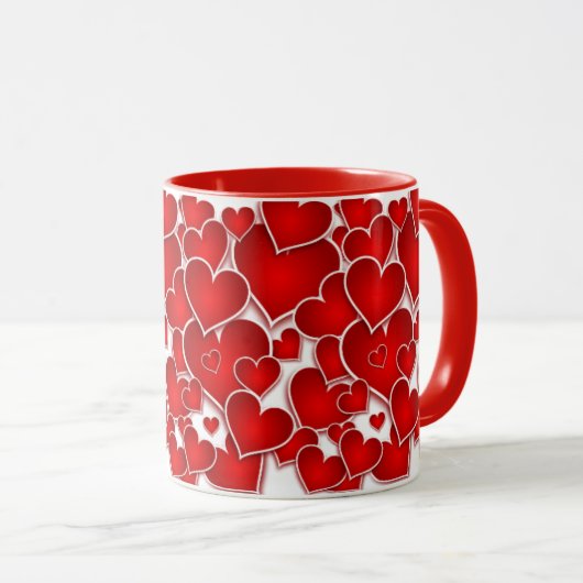 Valentines Red Hearts Tasse (VorderseiteRechts)