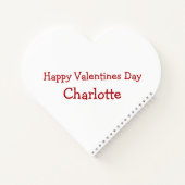 Valentines Red Liebe Herz Weißer Name Notizblock (Rückseite)