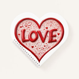 Valentines Red Liebe Herz Weißer Name Notizblock