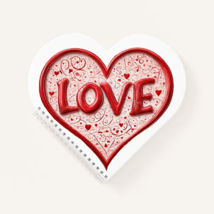 Valentines Red Liebe Herz Weißer Name Notizblock