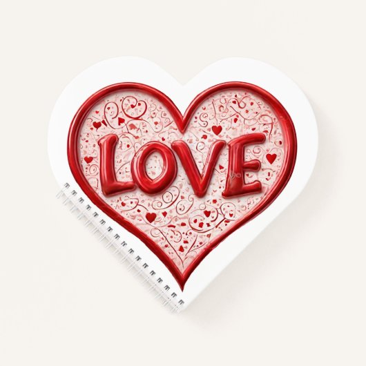 Valentines Red Liebe Herz Weißer Name Notizblock (Vorderseite)