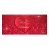 Valentines Red Paper Heart Glitzer - Discount Card Werbekarte (Hinten)