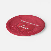 Valentines Red Paper Heart Glitzer - Papierplatte Pappteller (Schrägansicht)