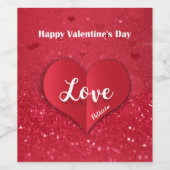 Valentines Red Paper Herz Glitzer - Weinetikett (Einzelnes Label)